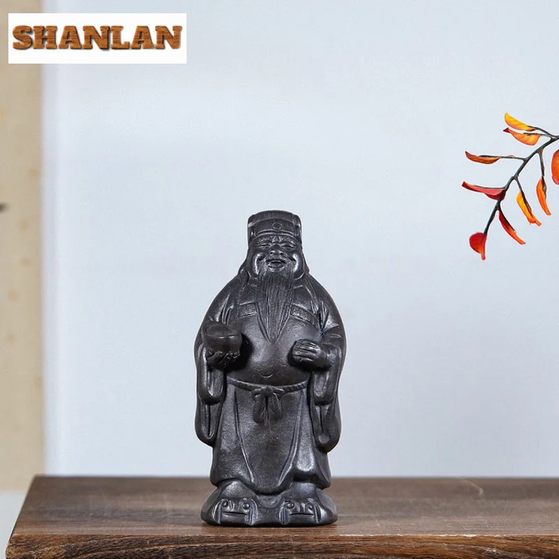 

Yixing Zisha God Of Wealth Tea Pet Elegant Tea Spirit Tea Figurine Play Toys Tea Statue Ornaments For Tea Accessories Craft Gift