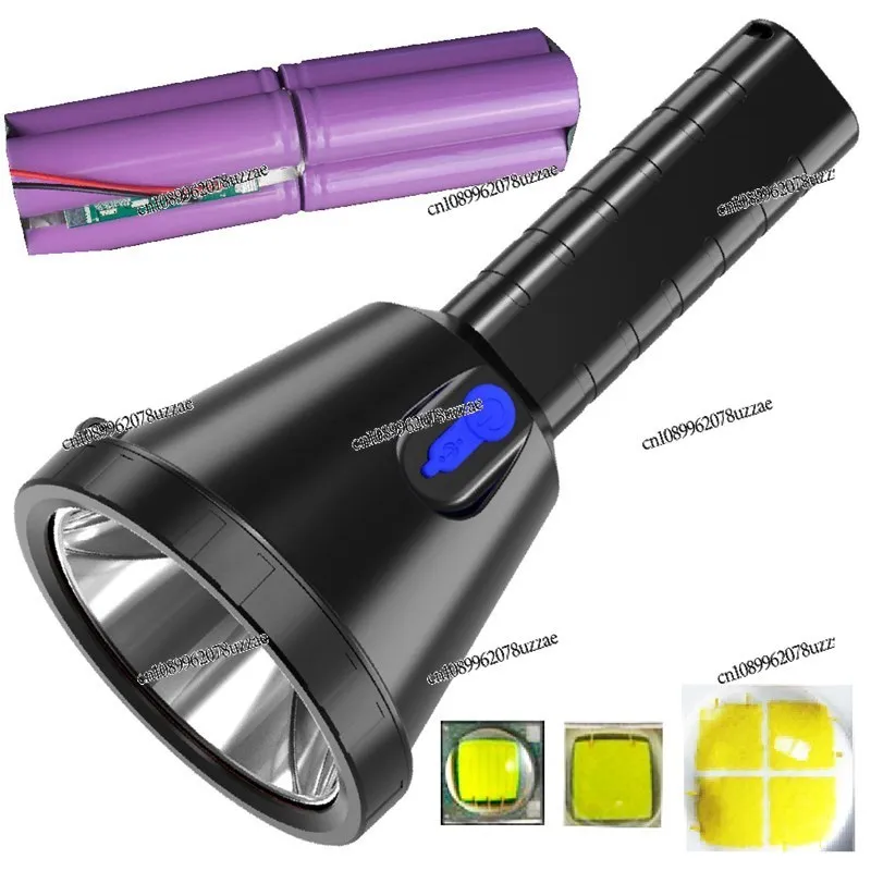 Strong Light Flashlight P50 Flashlight, Handheld Searchlight LED Charging T6 L2 High Power White Light Yellow