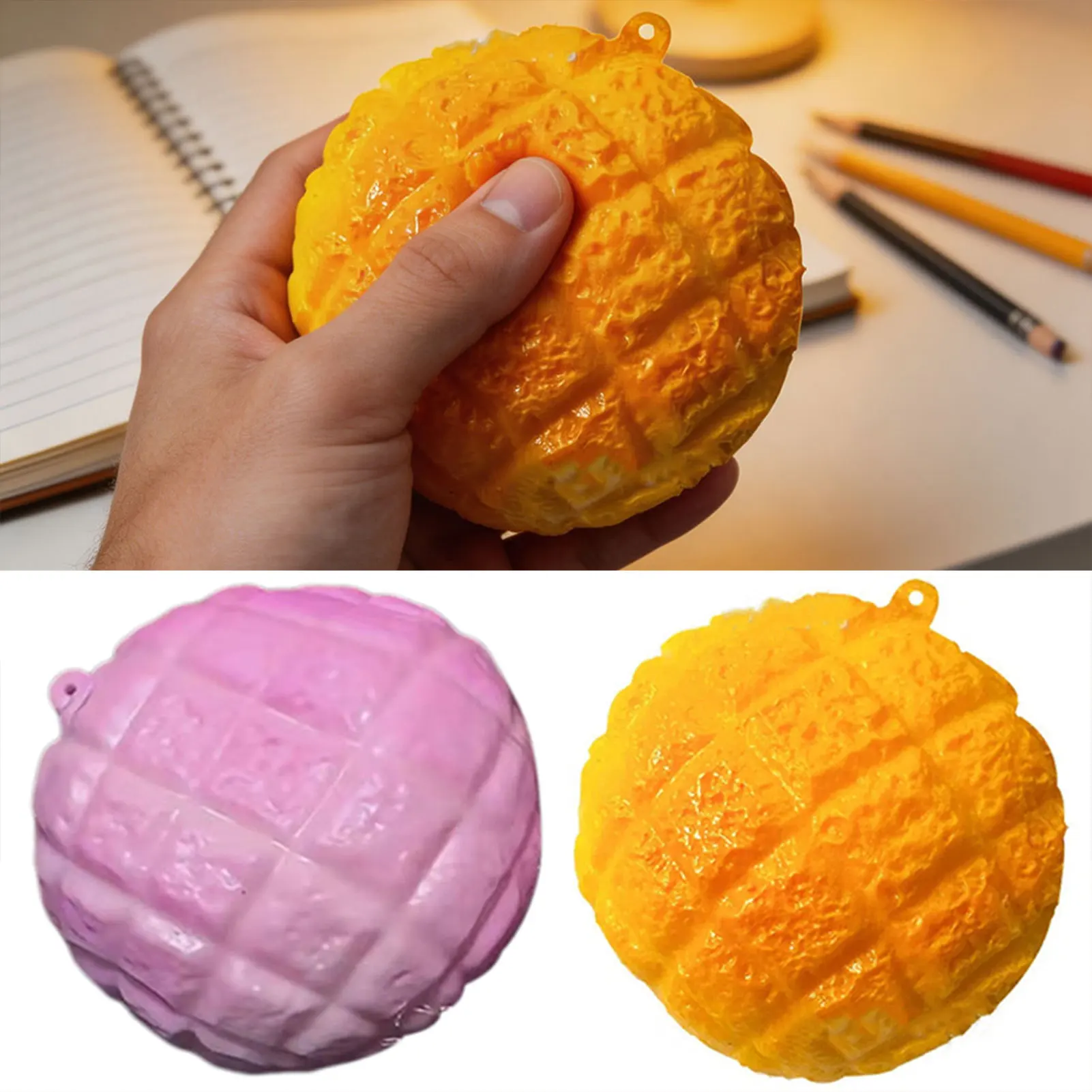 Bola de presin de descompresin de bollo de piña estilo Hong Kong, juguete blando de comida de simulacin para aliviar el estrés, aliviar la ansiedad por estrés
