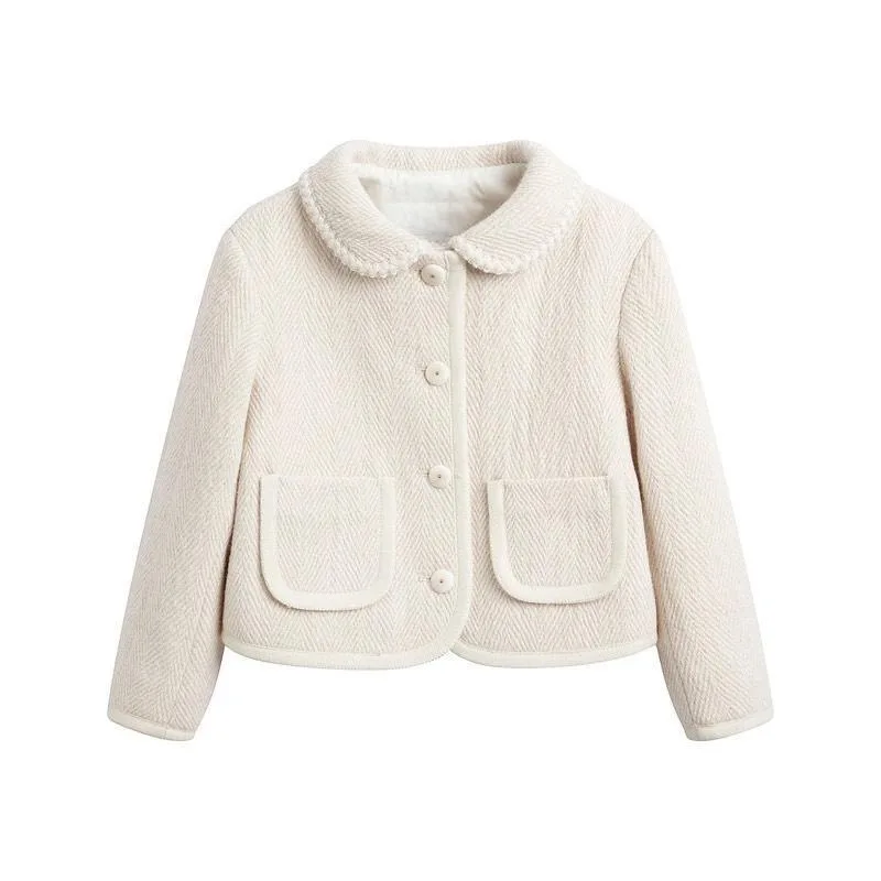 2026 Winter BP Fashion Baby Girls White Jacket Warm Coat for Girls Kids Boutique Clothes Girls