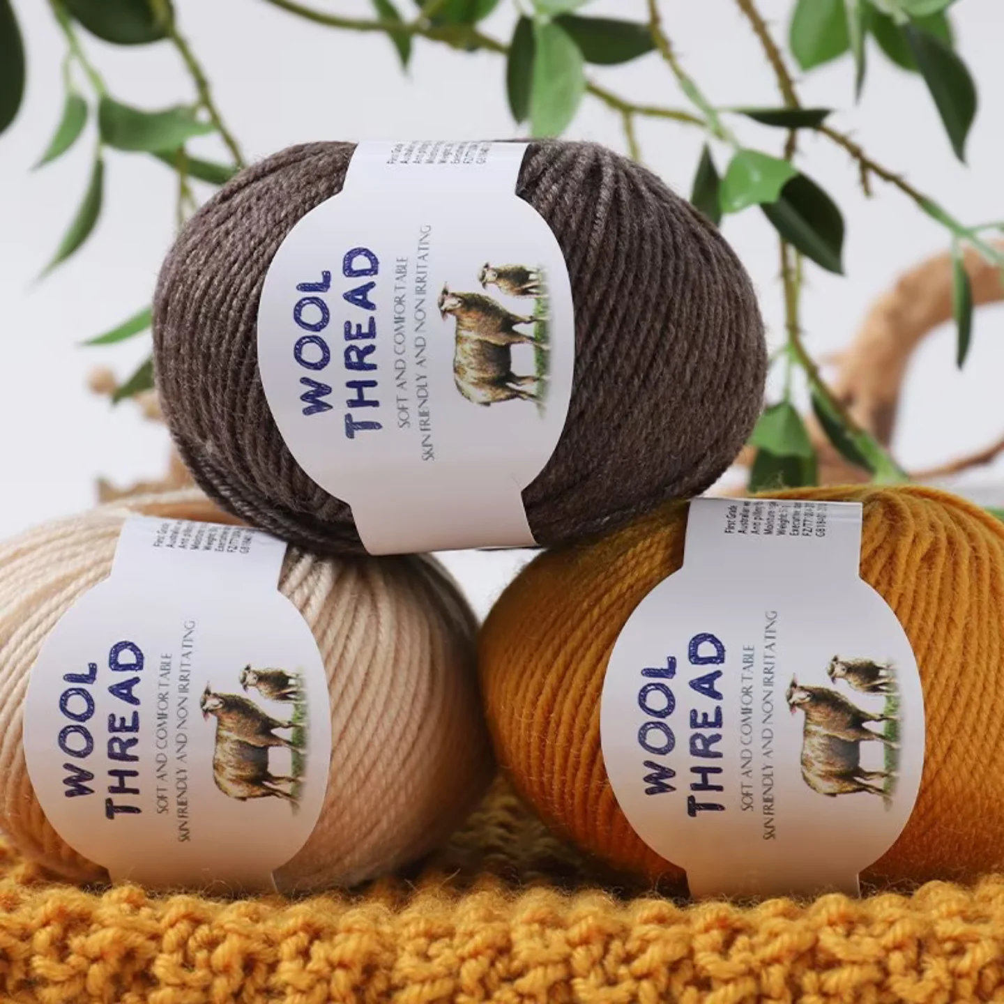 6-Pack of Australian Wool Blend Yarn, Perfect for Hand-Knitting Hats, Bags, Sweaters, Coats, Blankets, DIY Crafts, Home Goods,