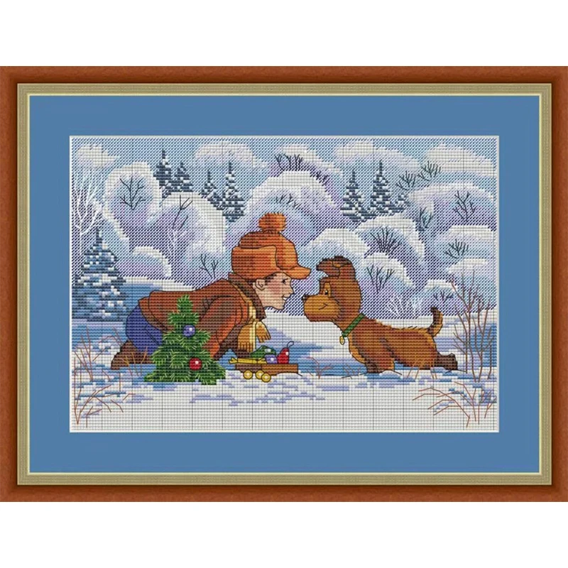 ZZ9738 Cross Stitch Set Cross-stitch Kit Embroidery Needlework Craft Package Cotton Fabric Floss Homfun Painting Animal Crossing