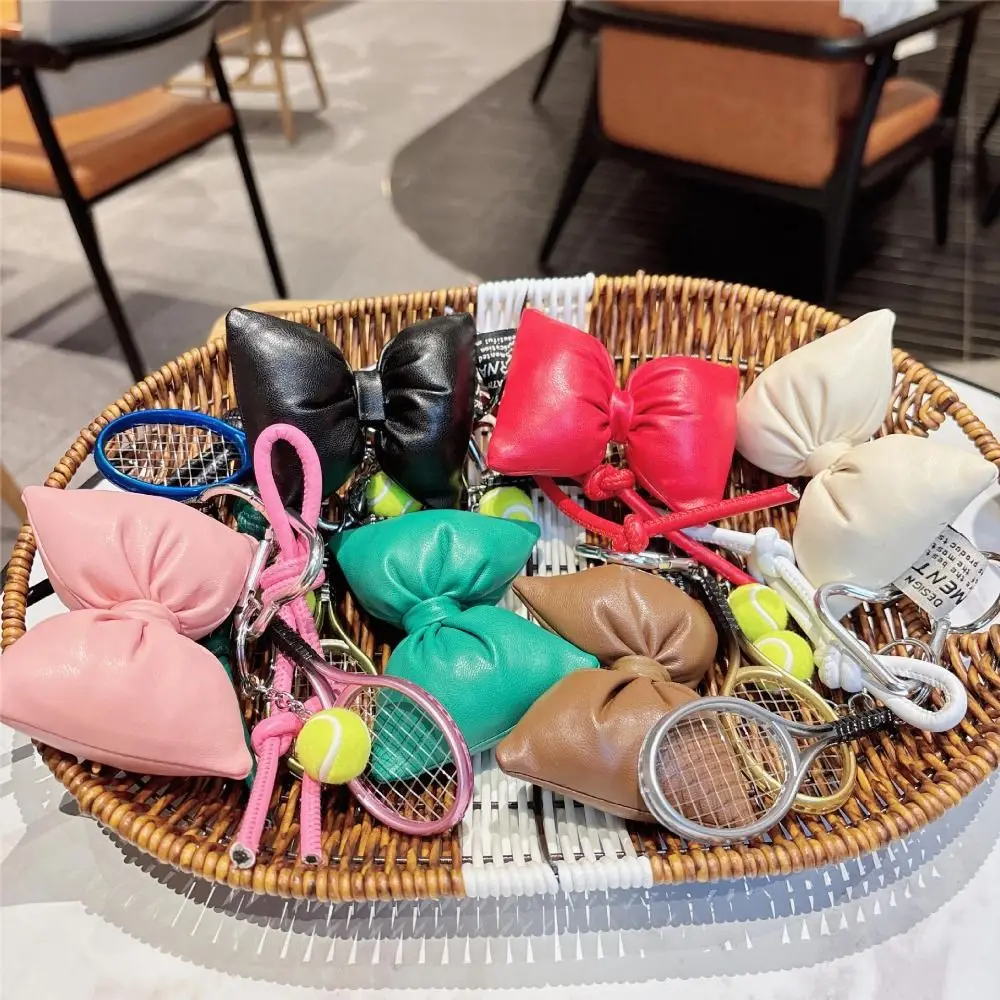 

Sweet Korean Style Stuffed Bow Keyring Dopamine Lovely Cotton Bow Pendant Bag Charm Anti-lost Sweet Bag Pendant Couple