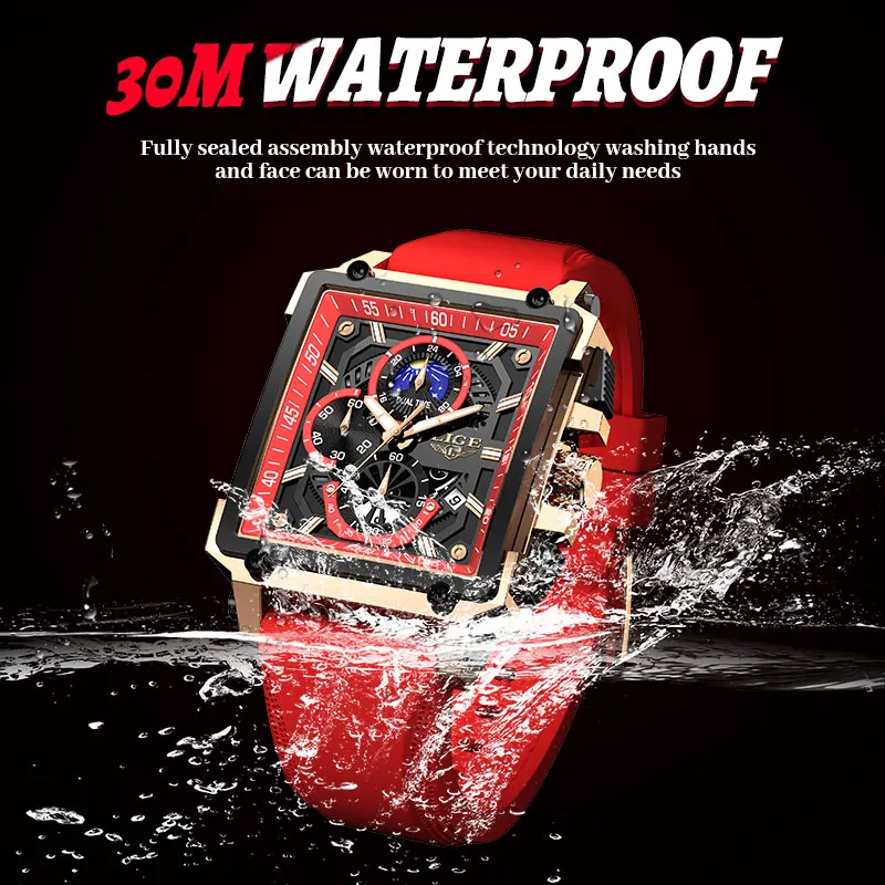 2025 New Business Watch Men LIGE Top Brand Luxury Fashion Men Watch Military Silicone Sport Waterproof Men's Quartz Wristwatches