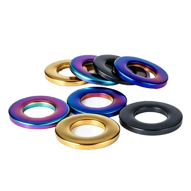 304 Stainless Steel Color Flat Gasket M4 M5 M6 M8 M10 PVD Vacuum Coated Flat Gasket Suitable for Bicycle/Motorcycle Modification
