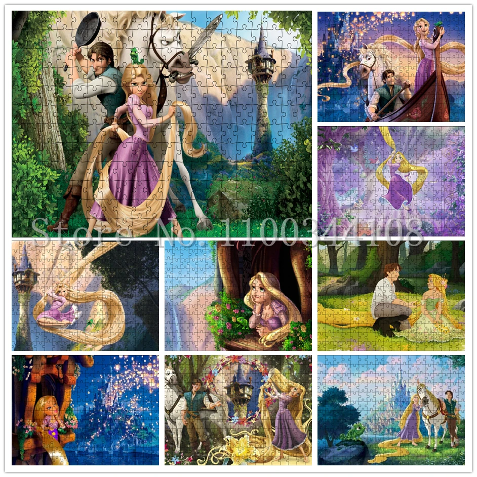 

Disney Cartoon Movies Rapunzel Jigsaw Puzzles 300/500/1000 PCS Disney Princess Puzzles Children Education Toys Handmade Gifts