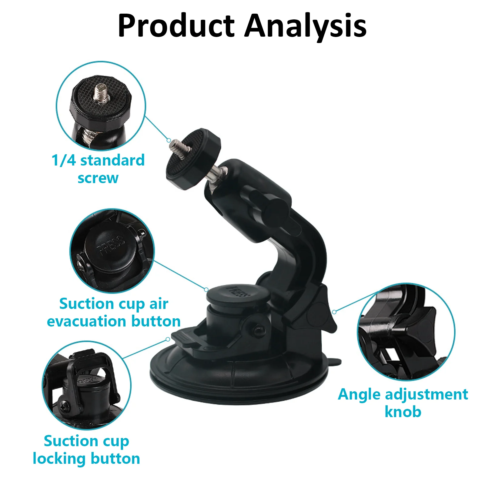 9cm Suction Camera Holder Stand Bracket For Gopro Hero 12 11 10 9 8 7 Action Camera Accessories Car Mount Windshield Suction Cup