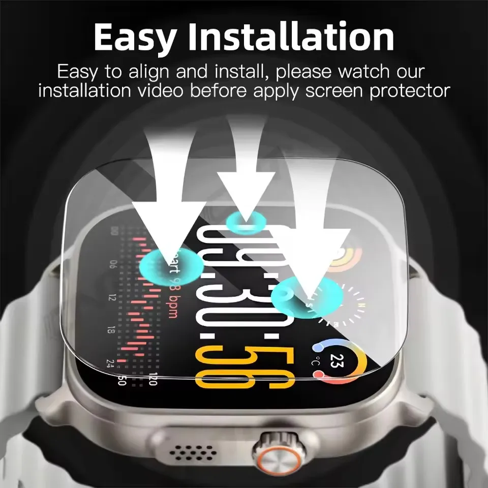 Screen Protector for Apple Watch Ultra 3 with Quick Install Applicator 9H 49mm Tempered Glass Film Full Cover Anti Scratch Guard