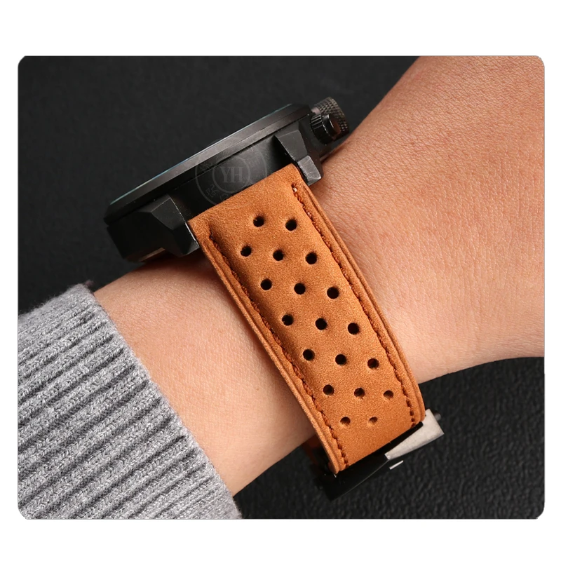 22mm Matte Cow Leather Bracelet for TAG HEUER CARRERA Monaco Series Watchband Watch Strap Wristbelt Vintage Brown Band