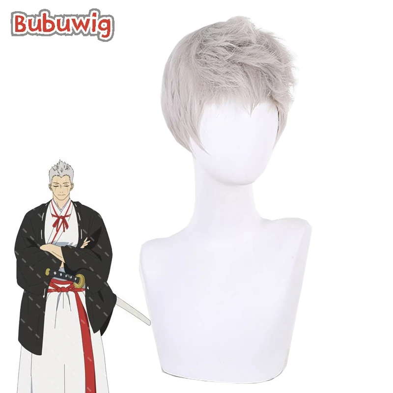 

Bubuwig Synthetic Hair Yamada Asaemon Shion Cosplay Wigs Hell's Paradise: Jigokuraku 20cm Short Silver Grey Wigs Heat Resistant