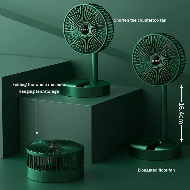 Foldable Dual-Power Mini Fan USB/Battery Operated Adjustable Tilt 90° Desktop Cooling Fan for Home Office Stroller Travel
