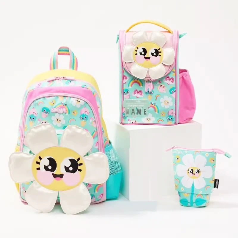 Smiggle Children Wallet Cute Girl Meal Bags Crossbody Kawaii White Sunflower Backpack School Student Extendable Pencil Case