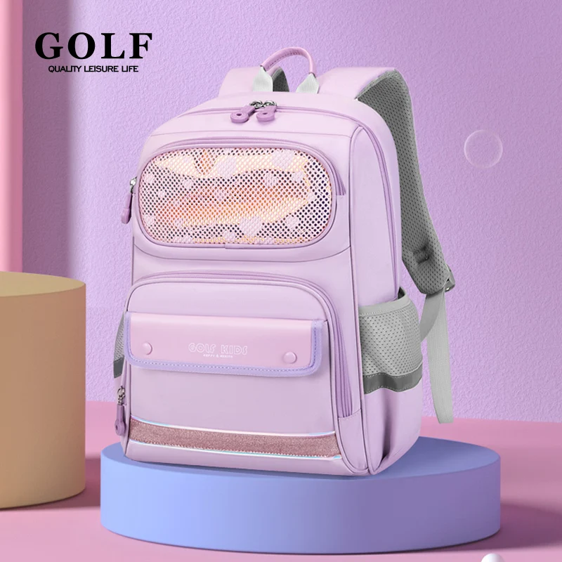 GOLF Primary Girl School Backpack Purple High Quality Elementary School Bags Kids Backpacks for Boy Book Bags Children Schoolbag