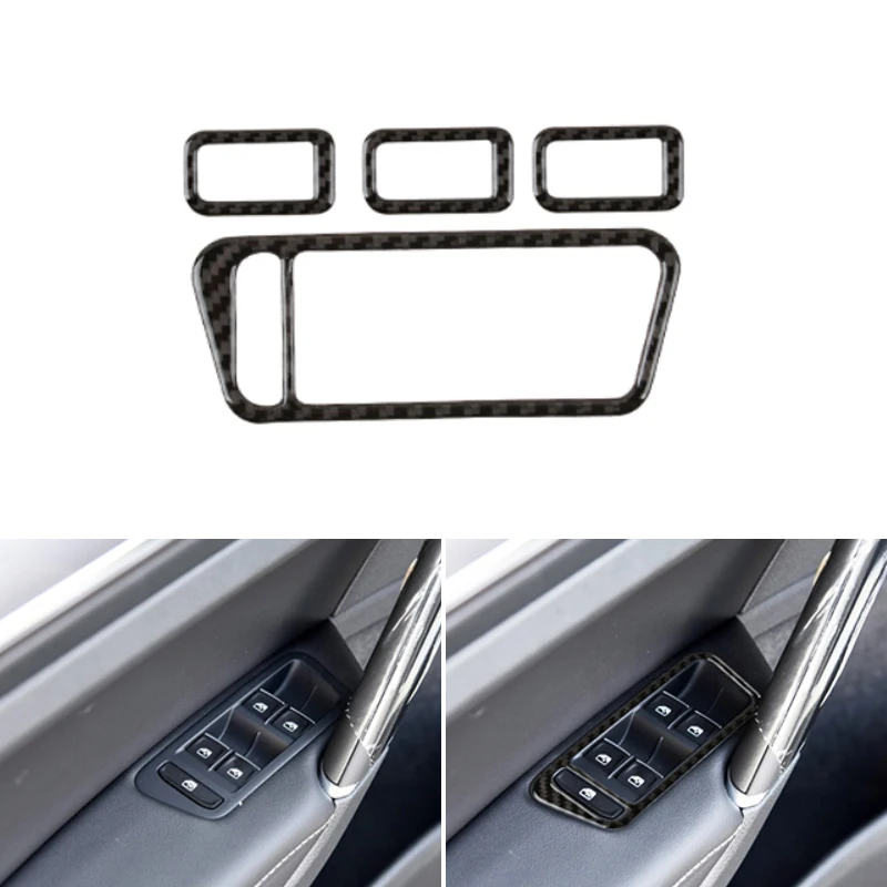 For VW Golf 7 MK7 VII 2013 2014 2015 2016 2017 Carbon Fiber Car Door Window Lift Switch Frame Cover Trim