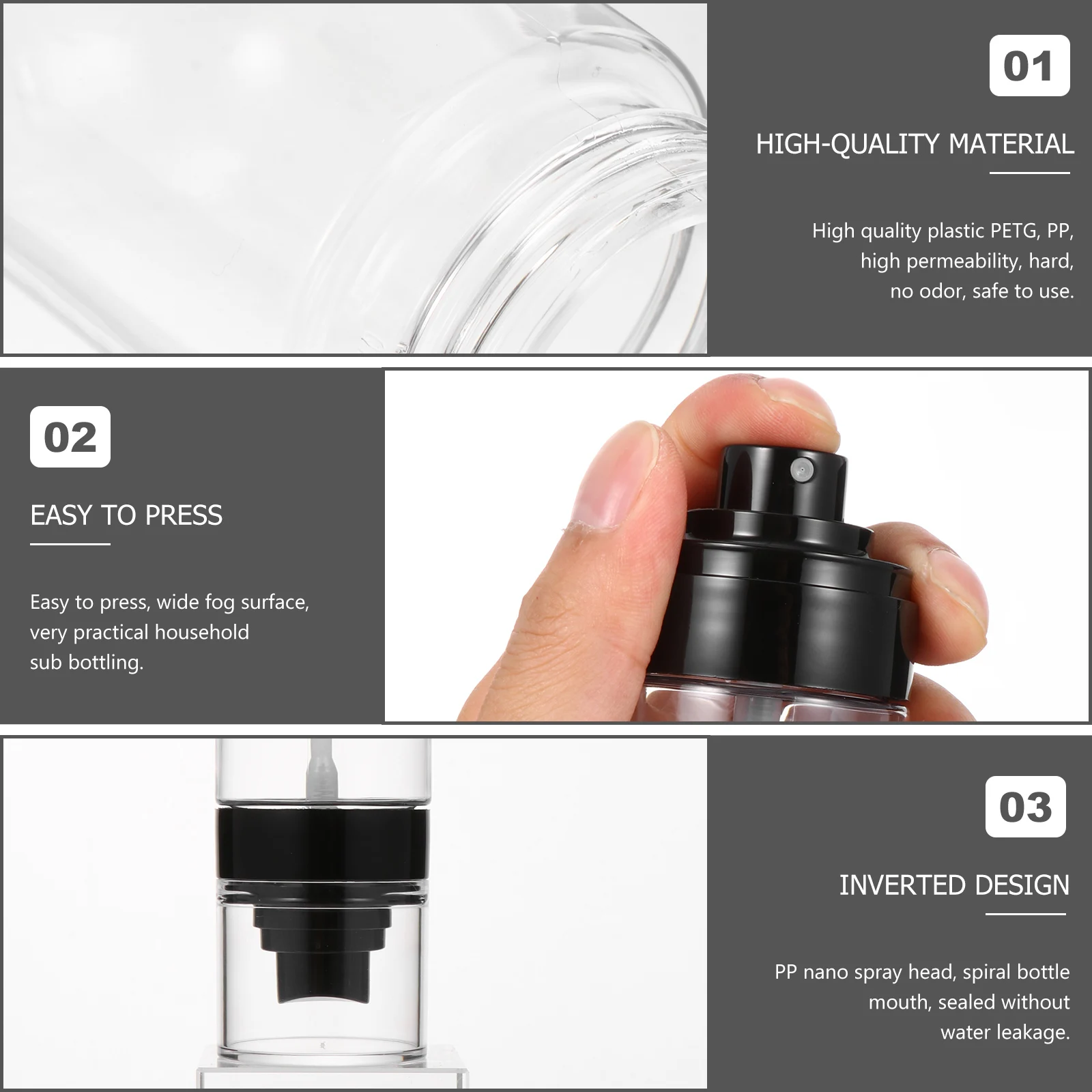 

4Pcs PETG Proper Size Empty Spray Bottle Fine Dispenser Mist Travel Spray Bottle Storage