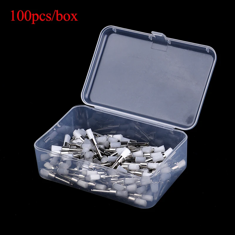 100Pcs/box Dental Polishing Polisher Prophy Cup Brush Brushes Nylon Latch Flat