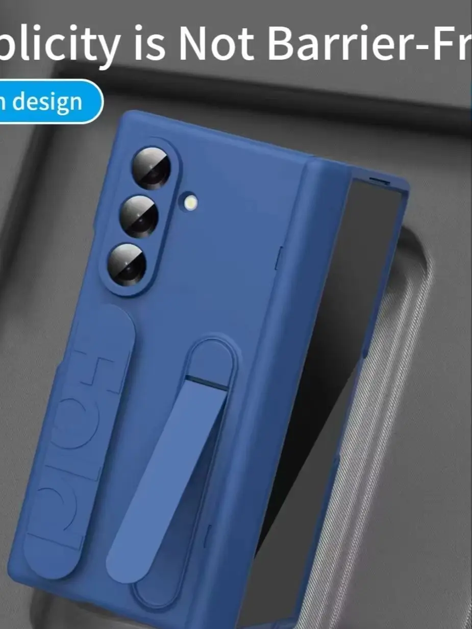 Oryginalne etui na telefon Samsung Galaxy Z Fold 7 6 5 4 8, ochronne etui z podstawką i folią ochronną na ekran, silikonowe etui Z Fold6 z uchwytem. — zdjęcie produktu 7