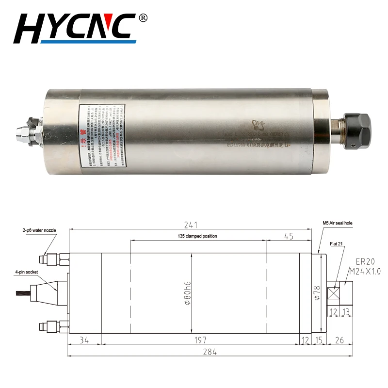 HQD CNC 밀링 타각기 베어링, 금속 조각용, 수냉식 스핀들 모터, 4 베어링, 2.2kw, ER20