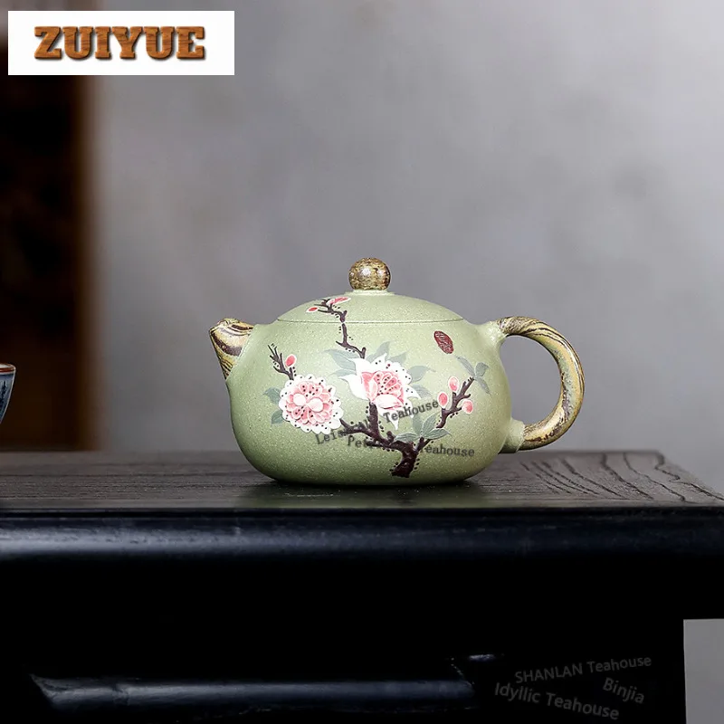 210ml Aesthetic Yixing Purple Clay Teapots Handmade Xishi Pot Raw Ore Bean Green Mud Kettle Chinese Zisha Tea Set Collection