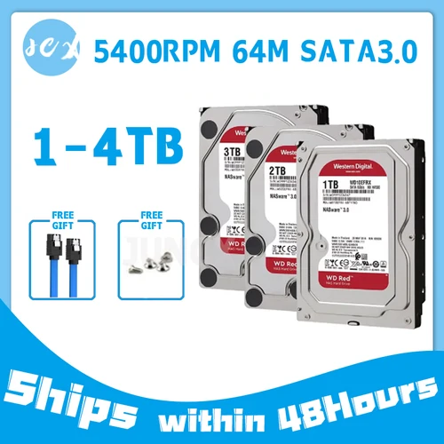 WD 레드 NAS 내장 하드 드라이브, 데스크탑 WD10EFRX WD20EFRX WD30EFRX, 4TB, 3TB, 3.5 인치, HDD SATA, 6 GB/S, 2TB, 1TB, SATA, 64 MB 캐시 HDD