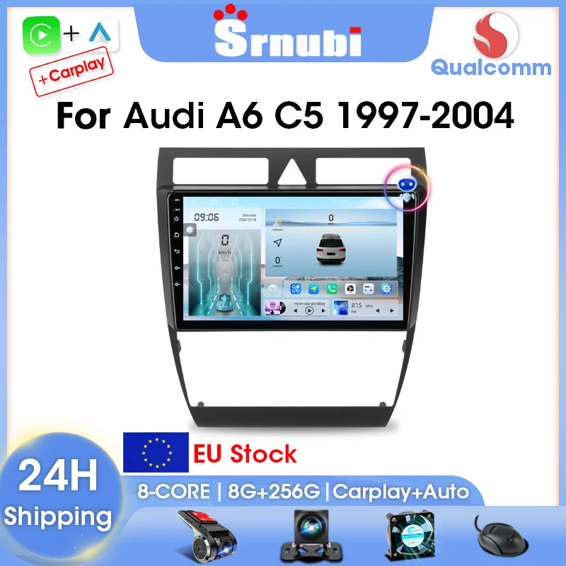 Srnubi 2Din Radio de coche para Audi A6 C5 1997-2004 S6 1999-2006 RS6 reproductor Multimedia Carplay Android auto estéreo Navegador unidad central