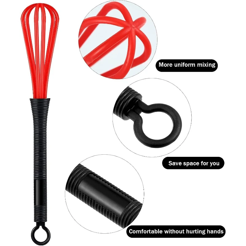 Hair Color Mixing Plastic Whisk, Manual Stirrer with Lightweight Handle, for Salon, Kitchen & Baking (2/4/6/12 Pcs)