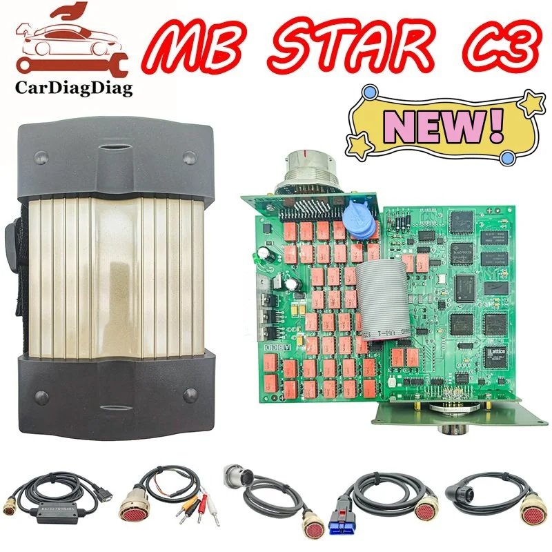 New MB Star C3 SD Connect MB C3 Supports 12V 24V Cars Trucks C3 Red Relays Green PCB Auto Diagnostic Scanner 2023.09