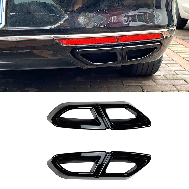ABS Glossy black Car Rear Exhaust Muffler Tail Pipe Cover Trim Replacement For Volkswagen Passat B8 2017 2018 2019