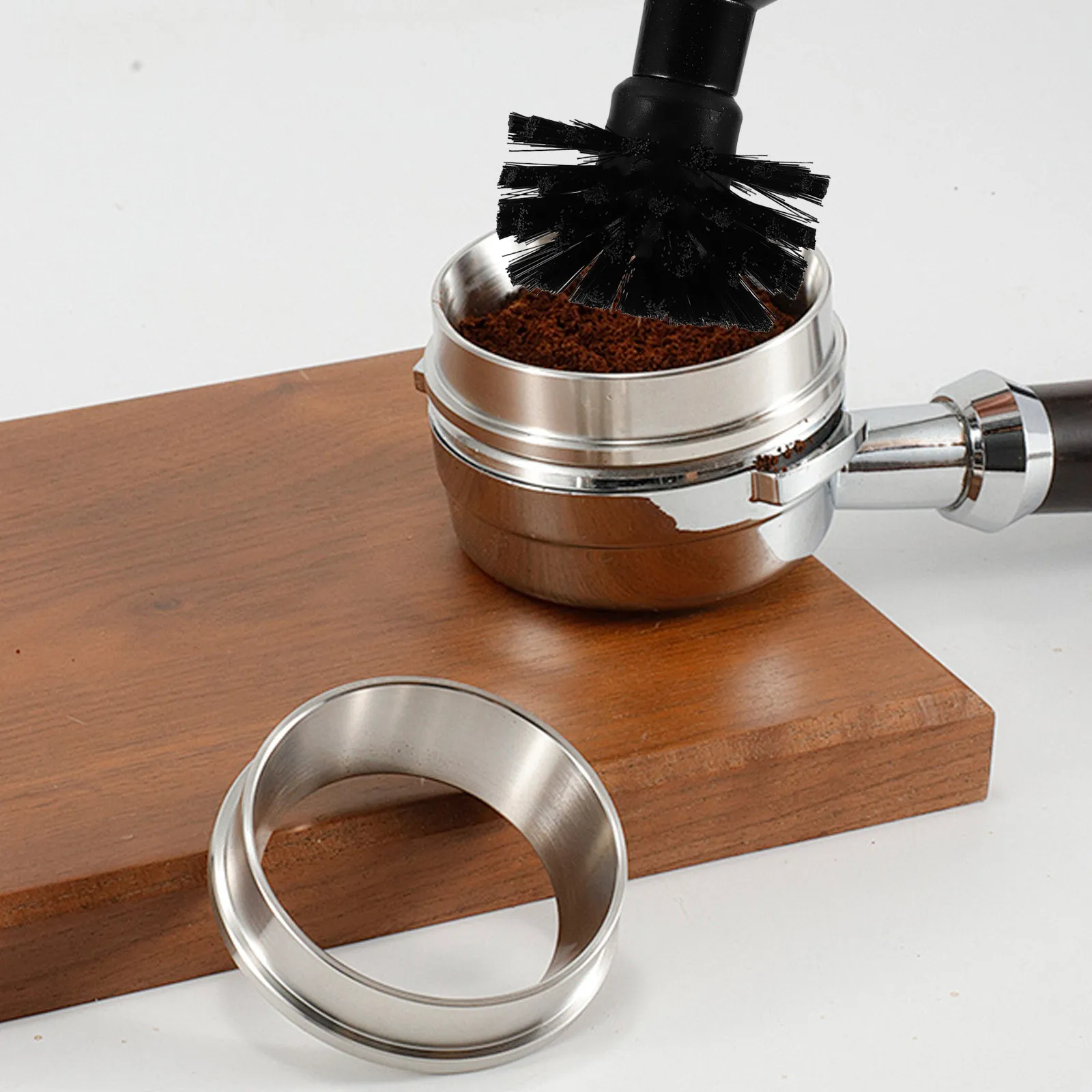 Coffee Portafilter Cleaning Brush 58Mm Black Soft Bristles Effective Espresso Machine Powder Bowl Cleaner Commercial Home Use