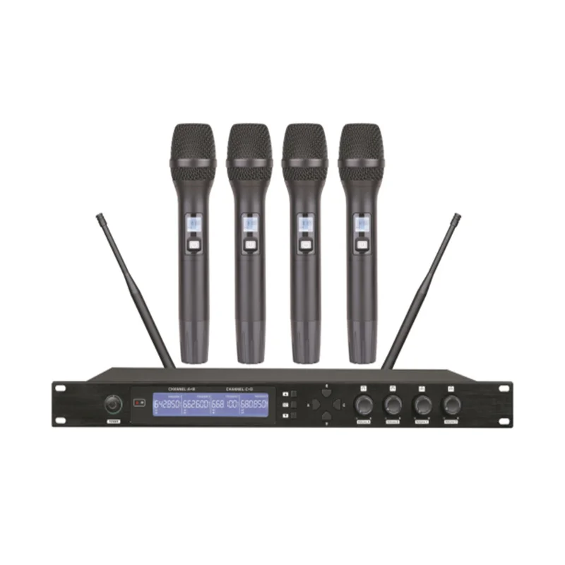 CREATE SOUND Top Quality 4 Channel UHF Handheld Microphone for Church Party Performance Conference Stage