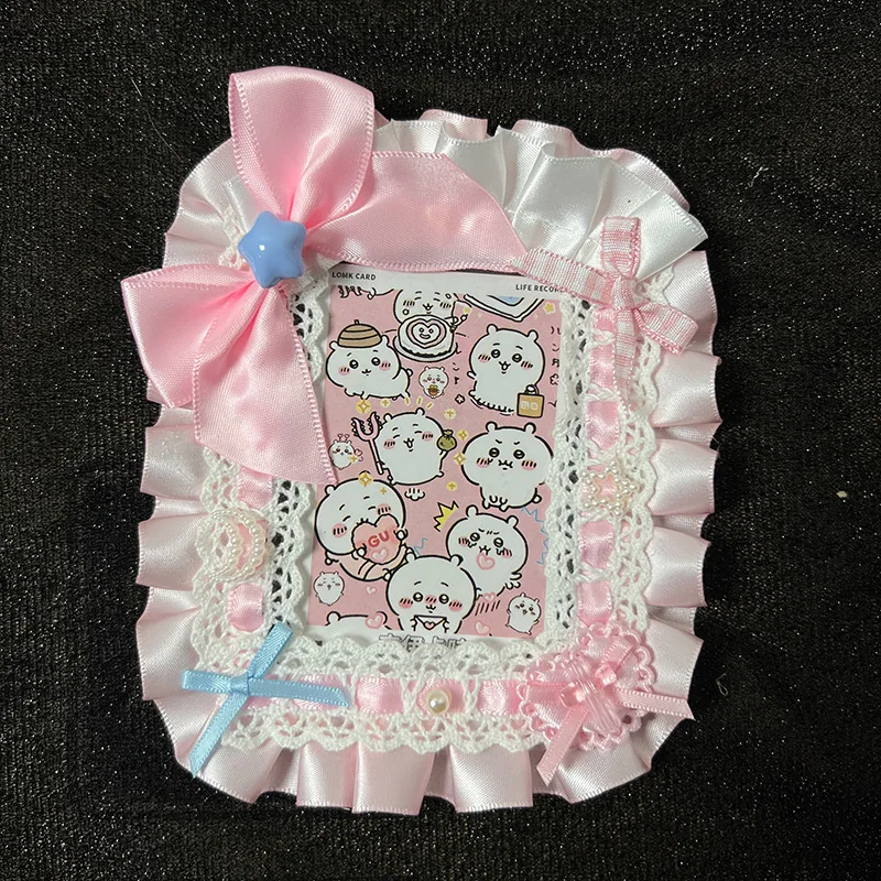 Lolita Maid Lace Handmade ID Card Holder Cute Badge Reel for Girls Kawaii Card Case with Lanyard
