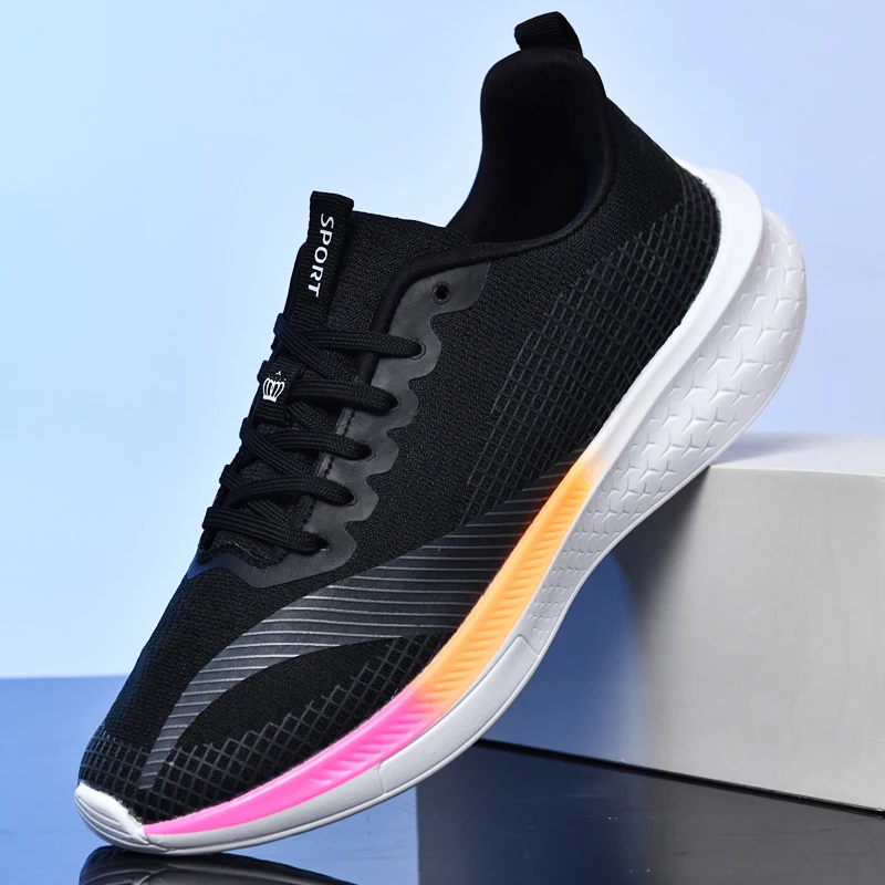 

New shock-absorbing running shoes men's comfortable running ultra light lace up sports shoes women's outdoor sports casual shoes