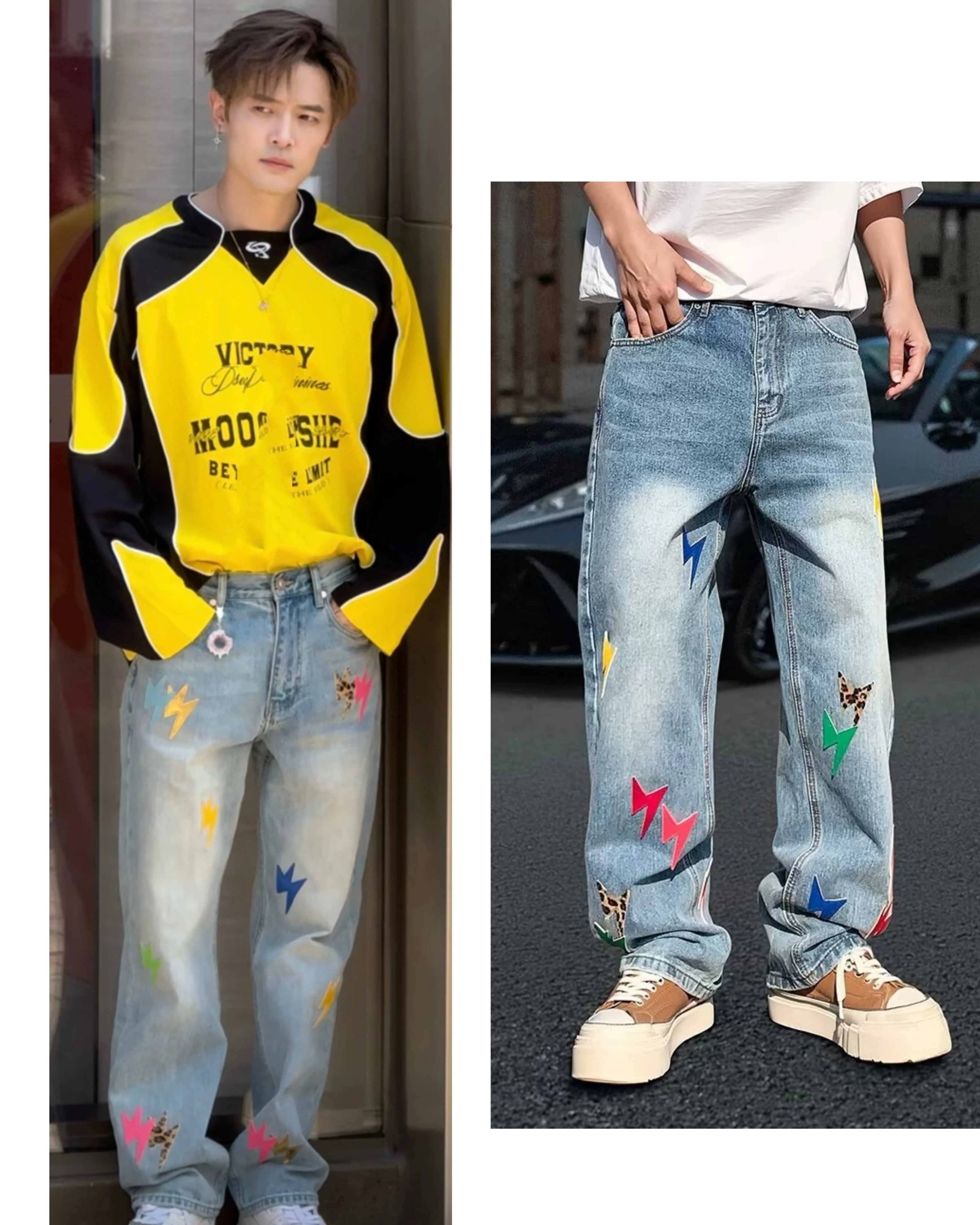 TINIKENG Calça Jeans Feminina Americana Retrô Lavada, Solta, Perna Reta, Comprimento Longo, Marca da Moda, Confortável e Resp...