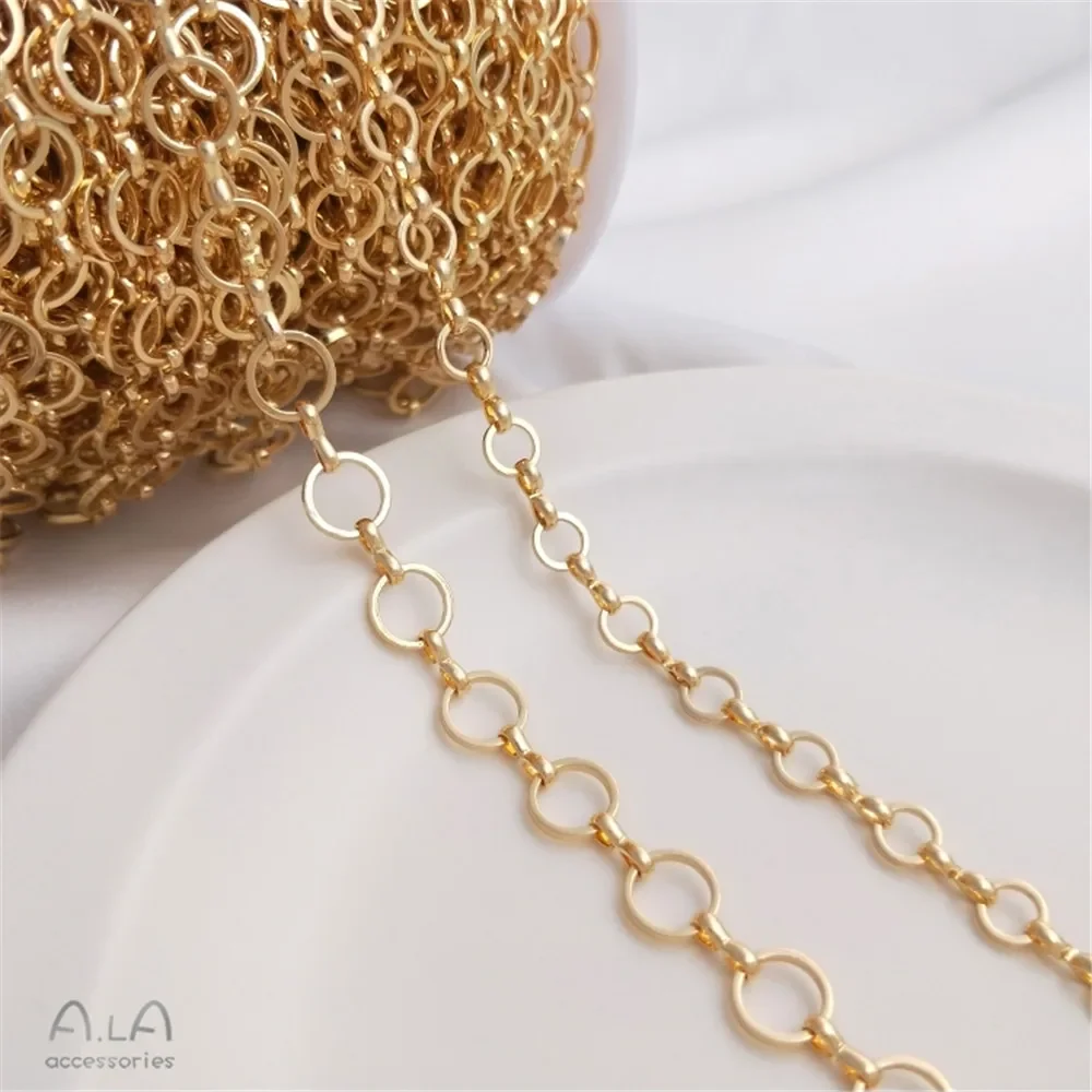 

Color preserved 14K gold plated 6mm ring chain 8mm ring O chain Handmade loose chain DIY bracelet earring head jewelry material