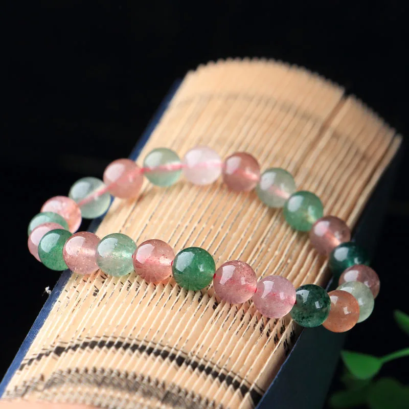 

Pink green strawberry crystal bracelet pigeon red strawberry crystal single ring