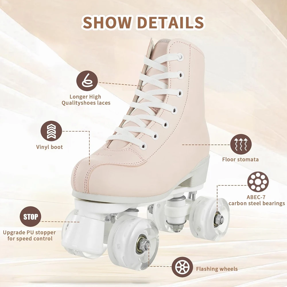 2025 وامض زلاجات دوارة بولي Leather الجلود زلاجات دوارة صف مزدوج رباعية أحذية تزلج الكبار في الهواء الطلق داخلي التزلج التدريب أحذية رياضية