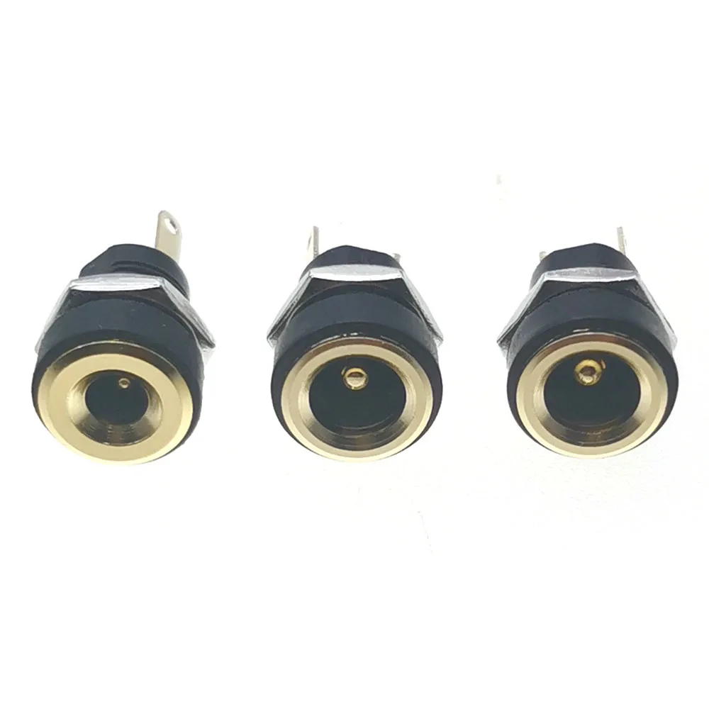 50pcs High Current Gilt 3A 12v DC Power Supply Jack Socket Female Panel Mount Plug Adapter Connector 5.5*2.1 3.5*1.35 5.5*2.5 mm