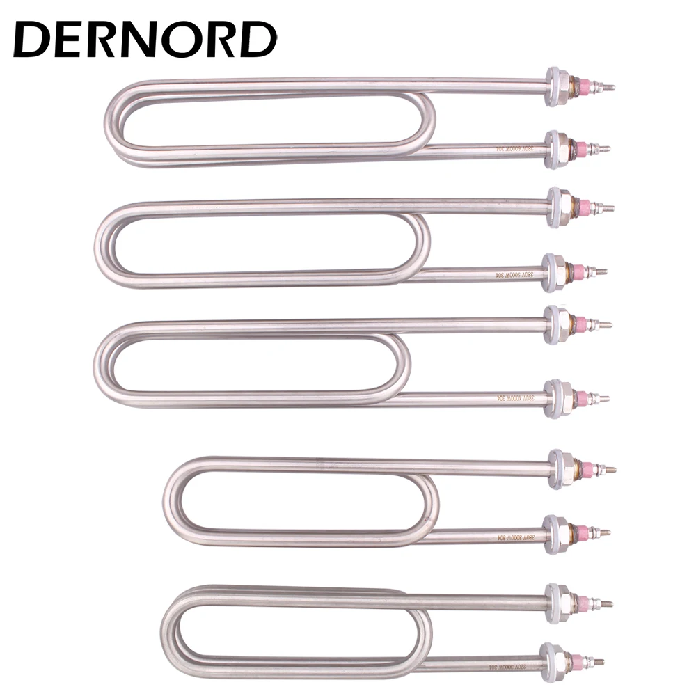 DERNORD Electric Double U Type Steam Heating Element 220V/380V SUS304 2kw/3kw/4kw/5kw/6kw M16/M18 Thread Heater