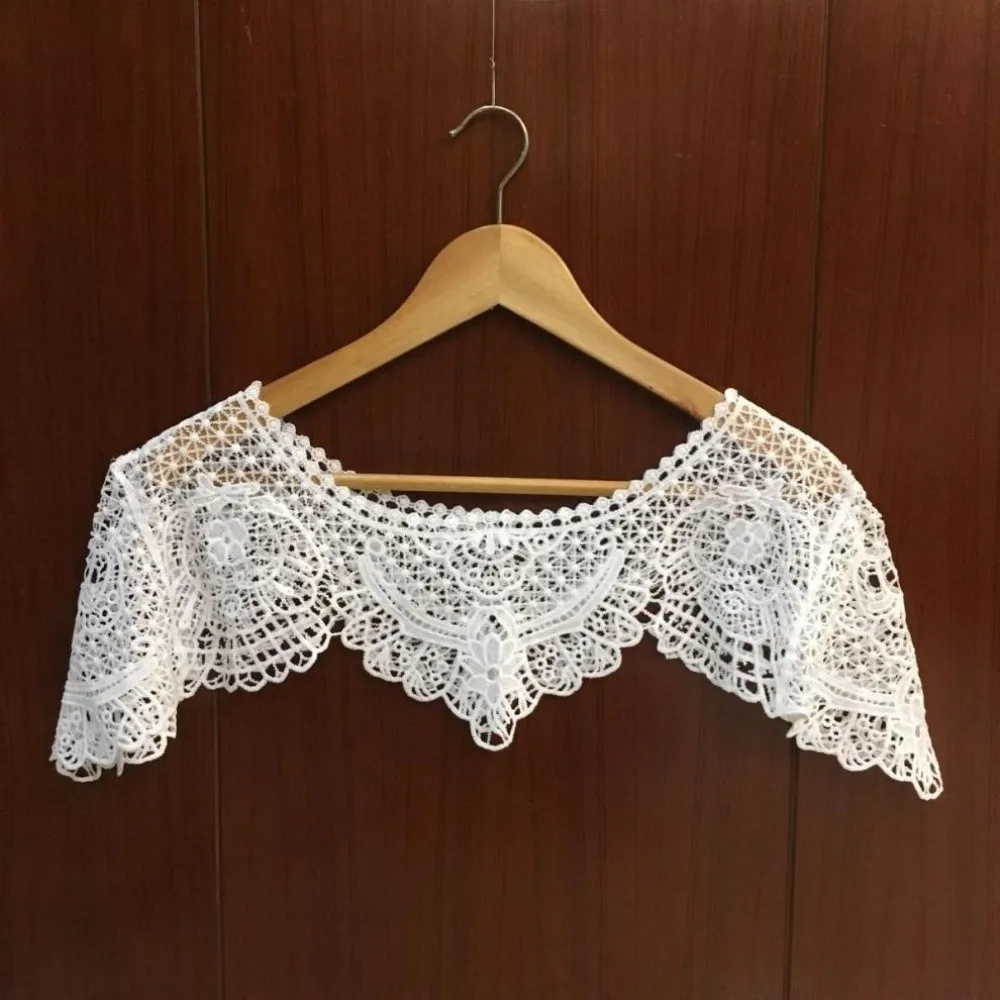 Lightweight Hollow Out Lace Shawl Poncho Elegant French Style Evening Dress Shawl Mesh Thin Lace Cover Up Tops Beach