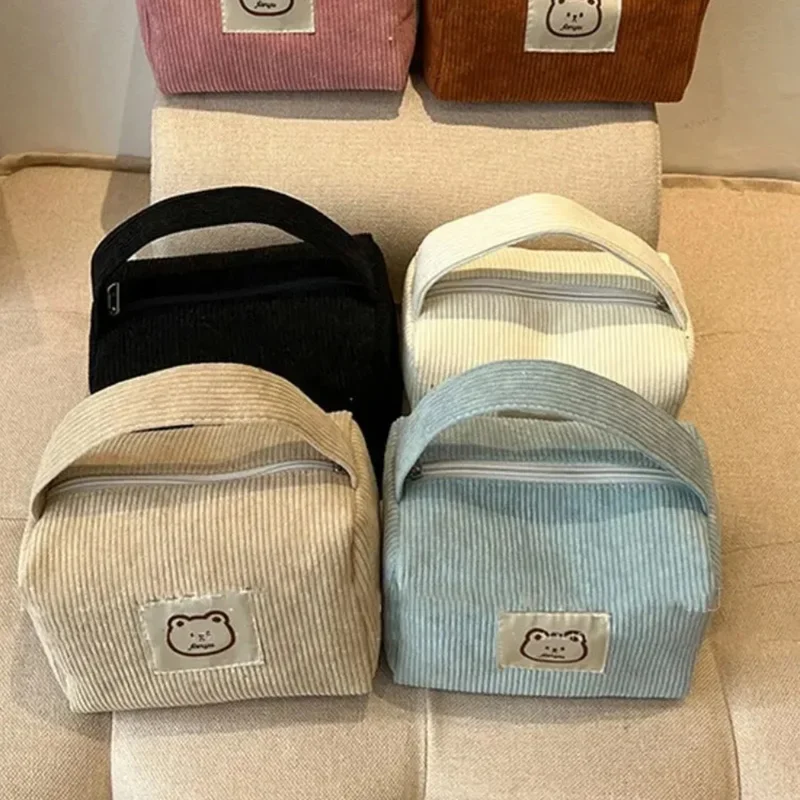 

Corduroy Handheld Makeup Bag New Student Korean Edition Outdoor Handheld Bag Female Large Capacity Storage Bag