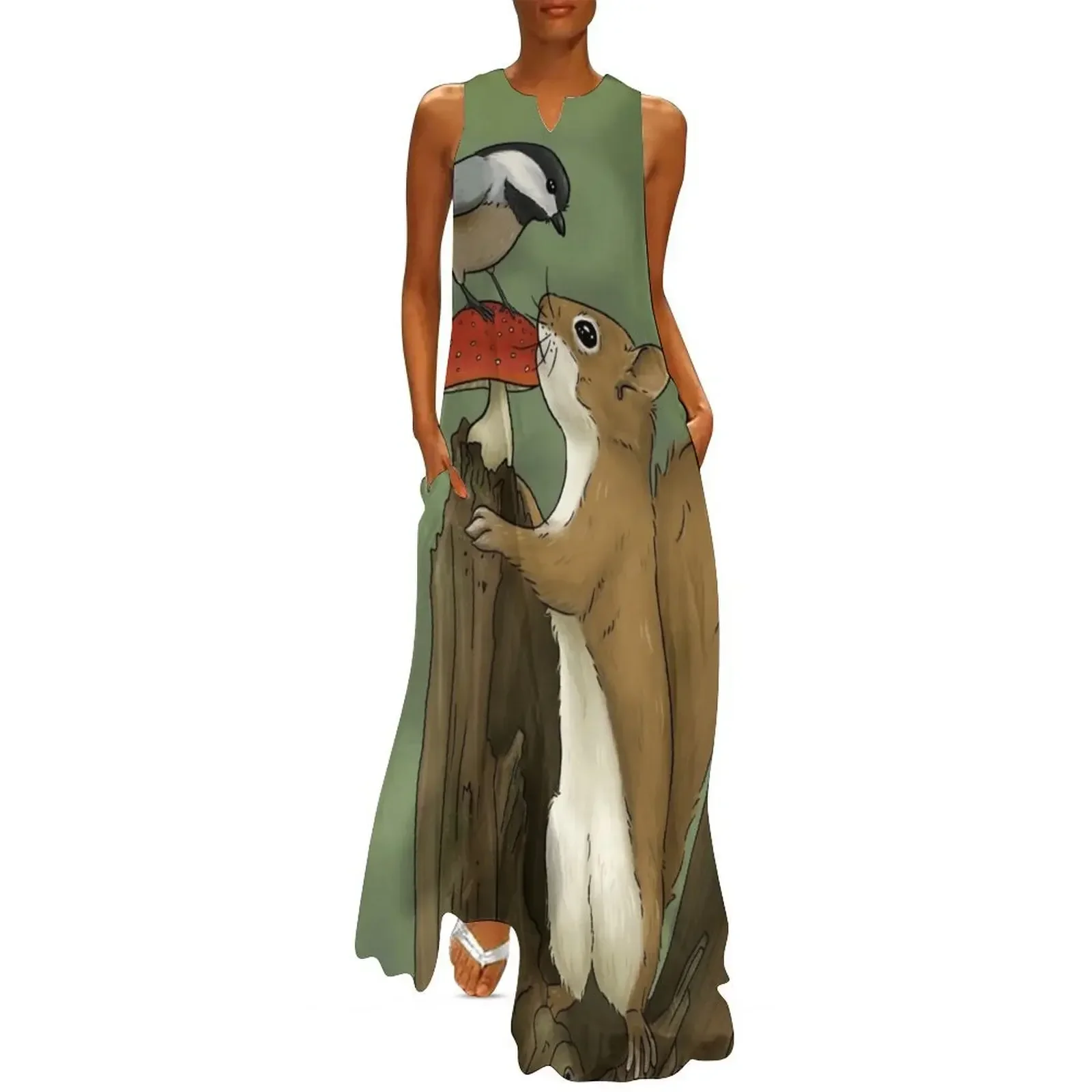 

Forest friends Long Dress Dress women womans clothing Evening dresses dress korean style