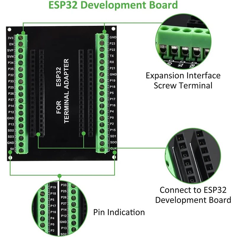 3pcs 38PIN ESP32 Breakout Board, Aideepen ESP32 ESP32S Breakout Board GPIO 1 into 2 for 38PIN Narrow Version NodeMCU-32S