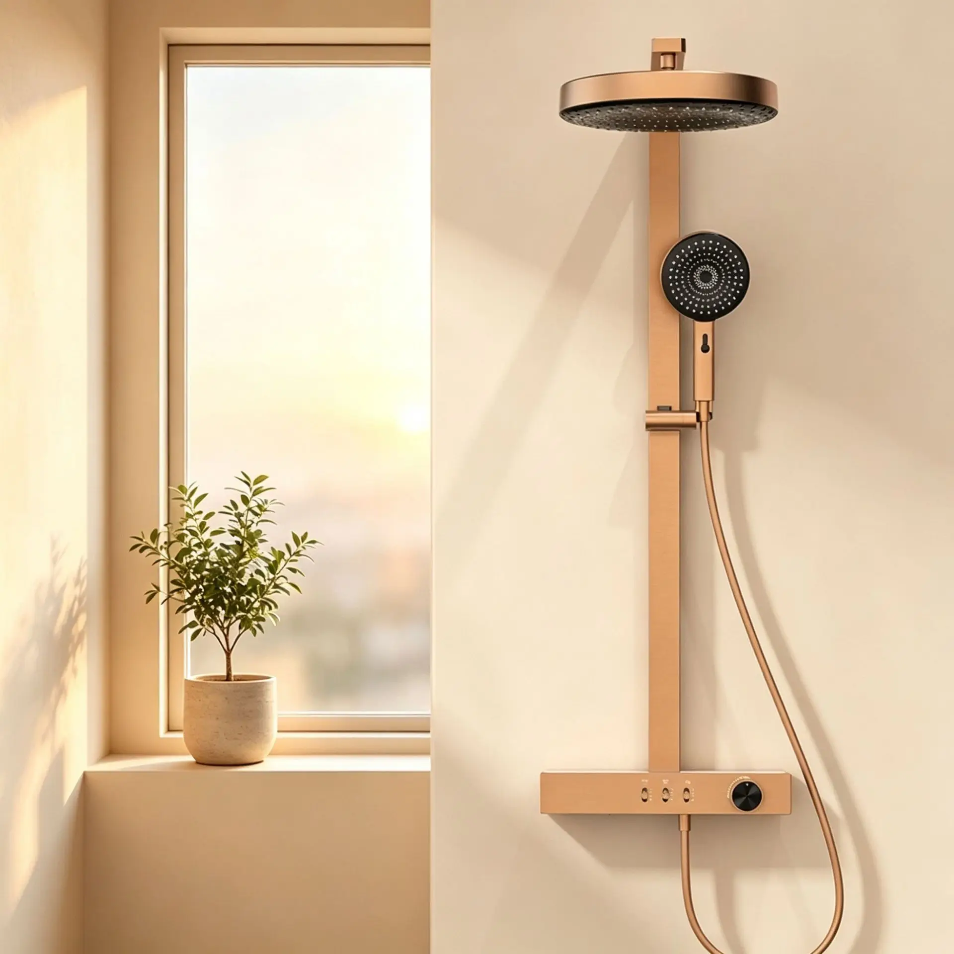 Wall mounted rainfall shower set handheld shower head bathroom hot cold mixer multi function bathroom shower fixture
