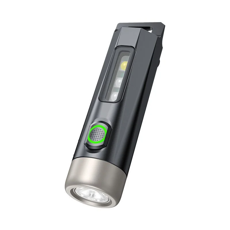 Flashlight Highlight Mini Key Chain Multifunction Led Warning Light Emergency Light Usb Tpye-C Rechargeable LongBattery Uv Light - Image 6