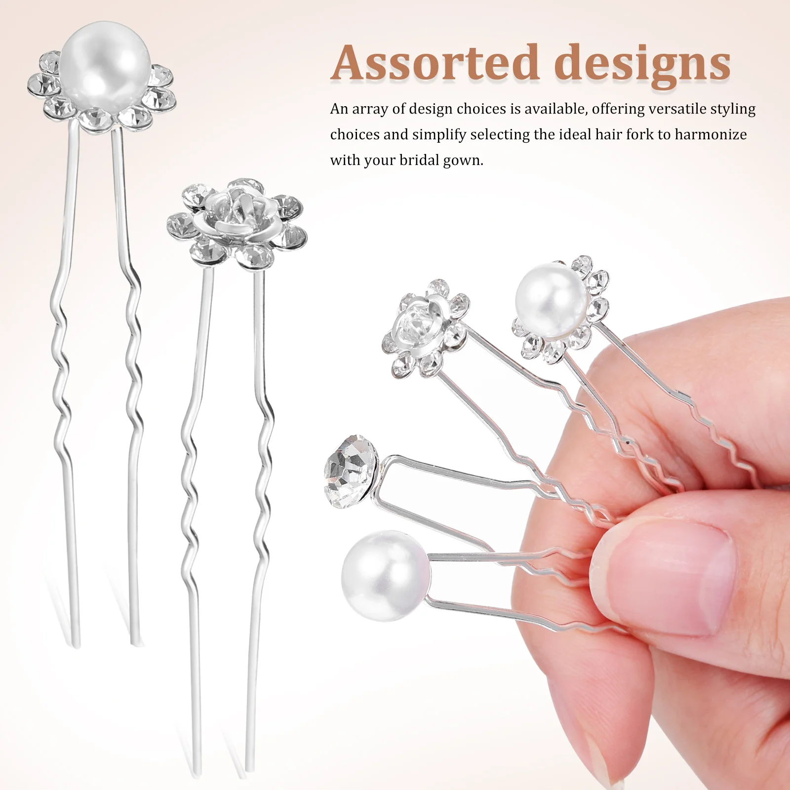 

40pcs Forks For Buns U Shape Bridal Hair Pins Rhinestone Pearl Wedding Styling Accessories Bun Fork Women Hair Stick
