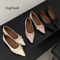 Luxury Satin Silk Bowtie Ballet Flats Woman Pointed Toe Inner Height Ballerina Shoes Ladies Elegant Evening Party Shallow Loafer
