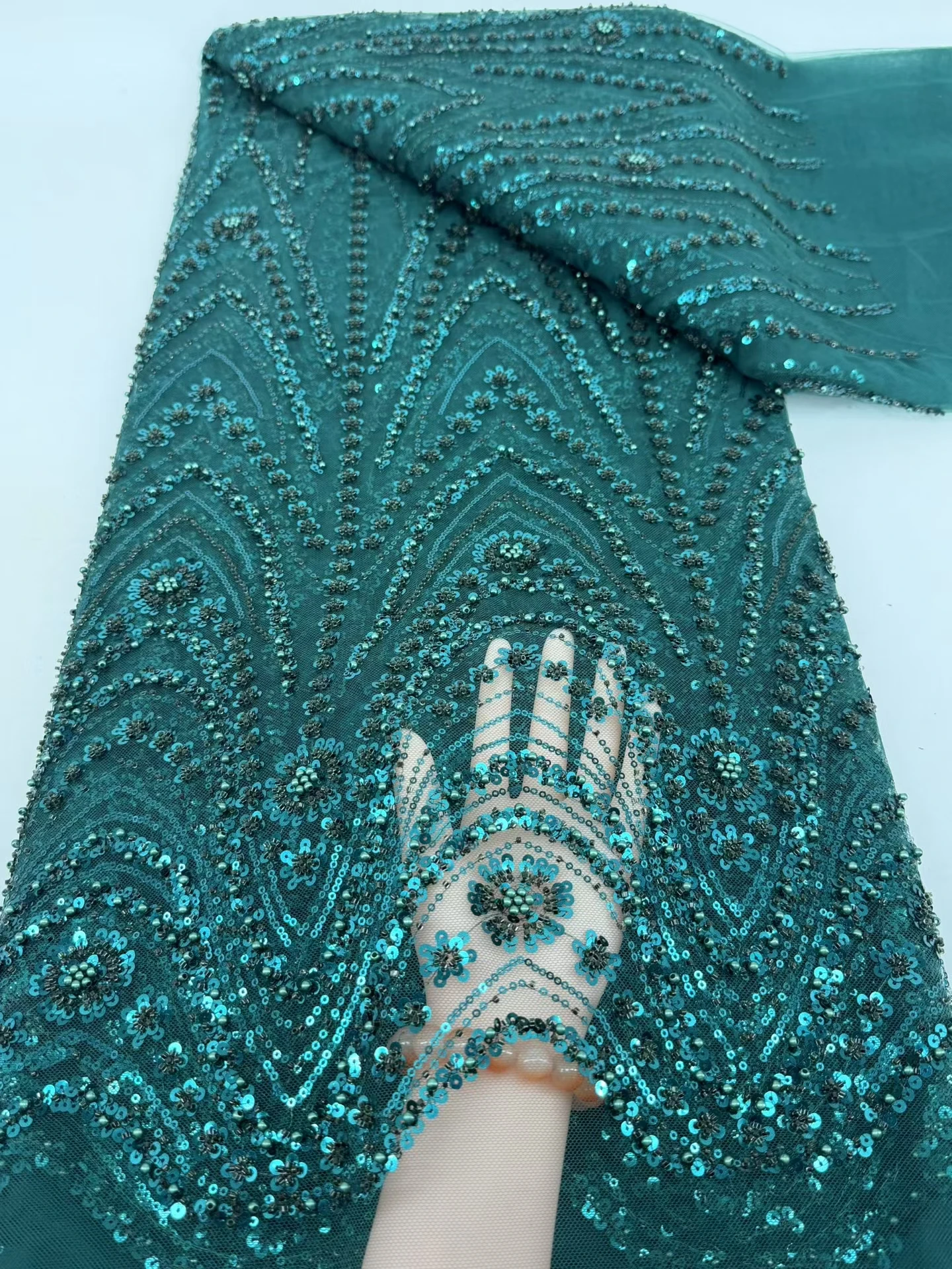 

Африканская кружевная ткань 2025 с блестками и бисером, вышивка для жениха, нигерийская свадебная ткань высокого качества, французский тюль, кружевная ткань для свадьбы H139-1