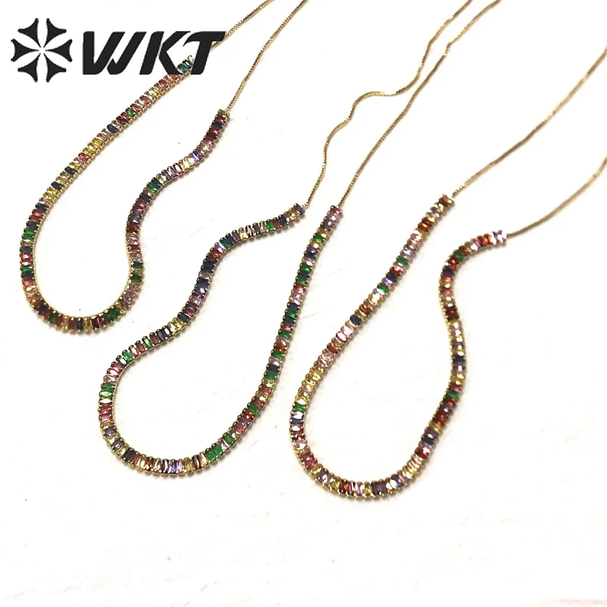 

WT-JFN04 WKT fashion Multicolored Cubic Zircon Necklace women Party wedding Jewelry Gold Chain Choker necklace trend