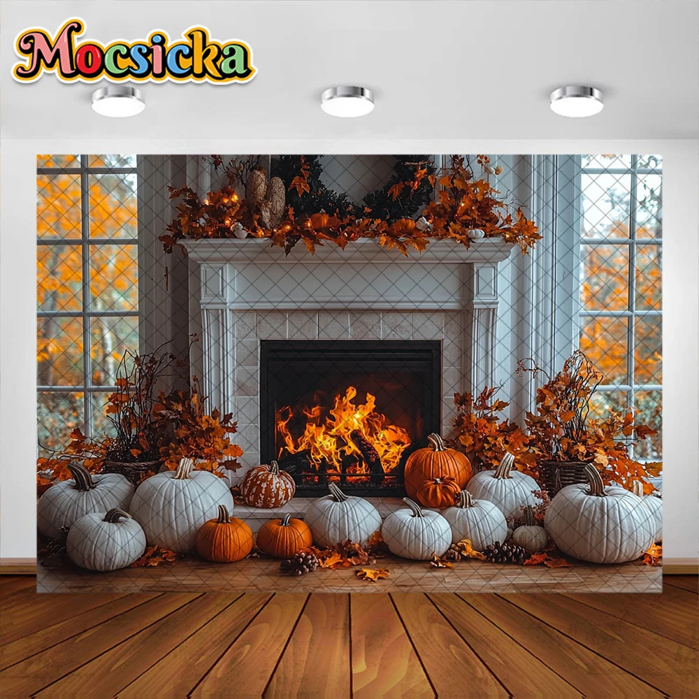 Осенний фон для фотосъемки с тыквой, искусственное украшение для детей, праздничный портретный фон, Фотостудия