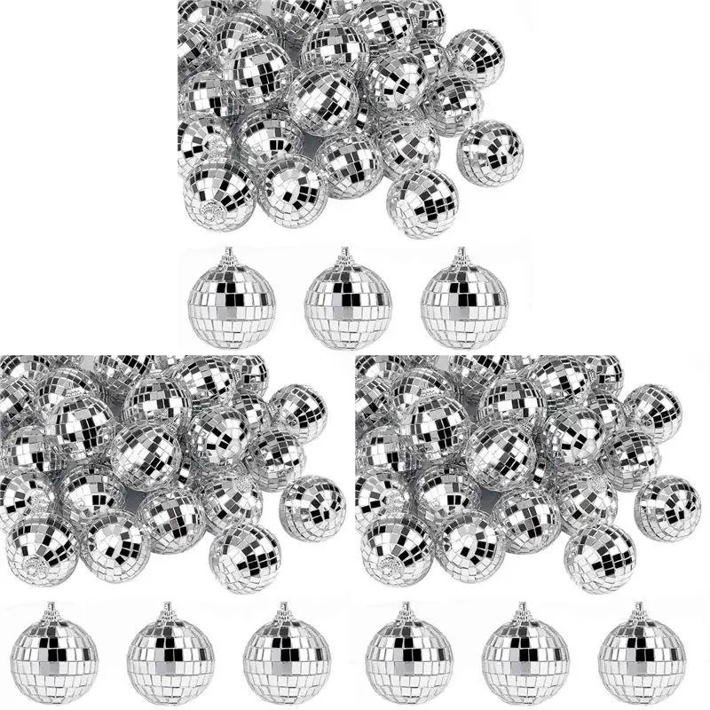 

AEF6-90 PCS Disco Mirror Balls 2 Inches Reflective Mirror Ball Hanging Ball For Christmas Tree Party Home Decorations